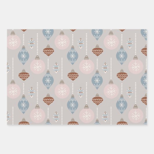 Neutraler Gaumen von Bauble- und Weihnachtssteinen Geschenkpapier Set (Vorderseite)