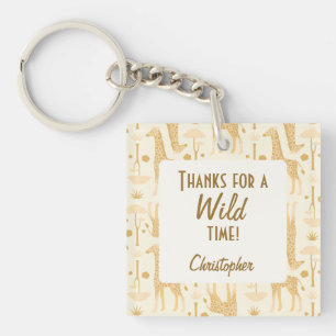 Neutraler gelber Giraffen-Safari-Wild-One-Geschenk Schlüsselanhänger