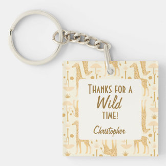 Neutraler gelber Giraffen-Safari-Wild-One-Geschenk Schlüsselanhänger