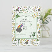 Neutraler Grüner St Patricks Day Kindergeburtstag Einladung (Stehend Vorderseite)