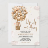 Neutraler Heißluftballon Auf- und Abfahrt Babydusc Einladung (Vorderseite)