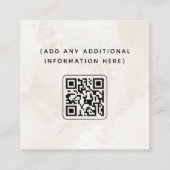 Neutraler hellbeiger Marmormor QR-Code sauber Quadratische Visitenkarte (Rückseite)