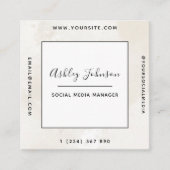 Neutraler hellbeiger Marmormor QR-Code sauber Quadratische Visitenkarte (Vorderseite)