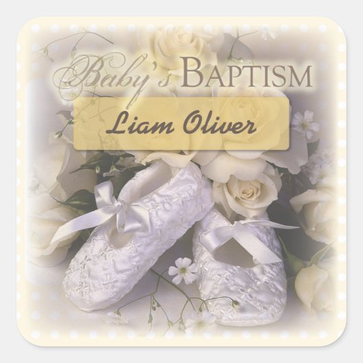 Neutraler, individualisierbarer Name des Babys, Li Quadratischer Aufkleber (Vorderseite)