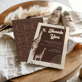 Neutraler Jungle Safari Giraffe Babydusche Dankeskarte