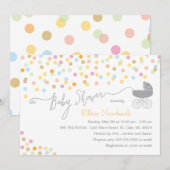 Neutraler Konfetti| Einladungen zur Kinderdusche (Vorne/Hinten)