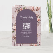 Neutraler Kürbis-Blumen-QR-Code Blasslila Hochzeit Einladung (Rückseite)