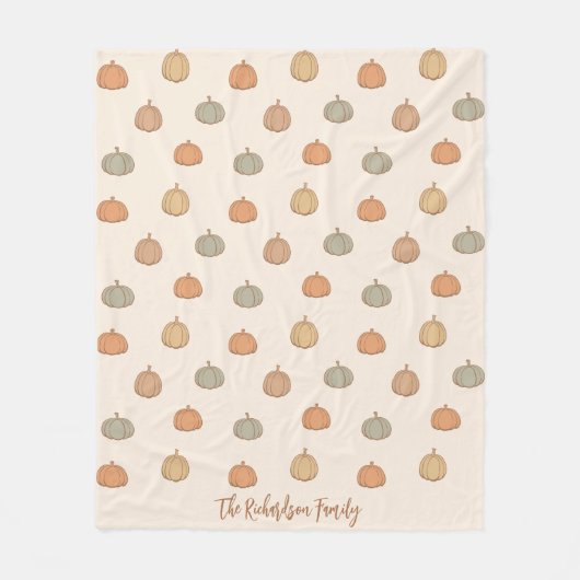 Neutraler Kürbis Boho Beige Halloween Herbst Name Fleecedecke (Vorderseite)