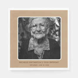 Neutraler Meilenstein 100. Geburtstag Foto Serviette