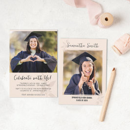 Neutraler Minimalistischer Foto-Abschluss Einladung