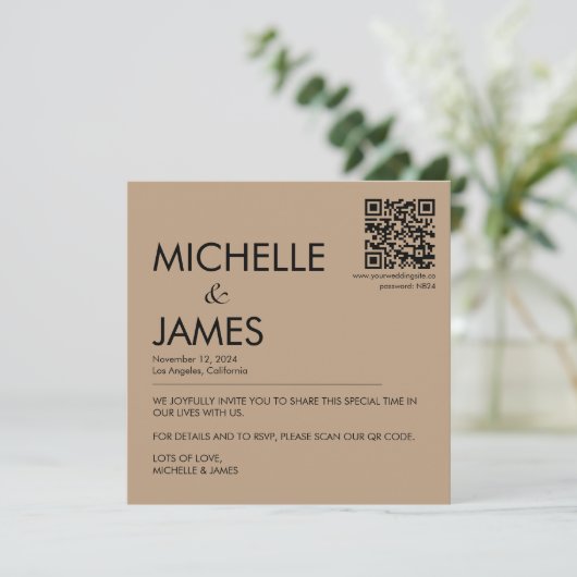 Neutraler Minimalistischer QR-Code Einladung zur H (Stehend Vorderseite)