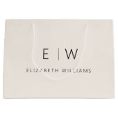 Neutraler, moderner Minimalistischer Monogrammname Große Geschenktüte (Vorderseite)