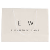 Neutraler, moderner Minimalistischer Monogrammname Große Geschenktüte (Rückseite)