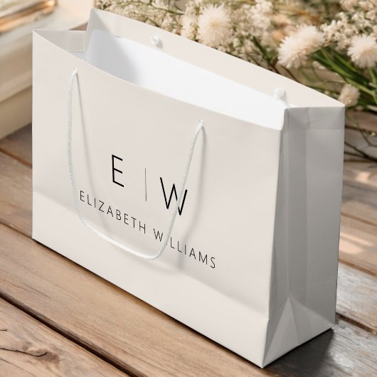 Neutraler, moderner Minimalistischer Monogrammname Große Geschenktüte
