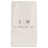 Neutraler, moderner Minimalistischer Monogrammname Kleine Geschenktüte (Vorderseite)