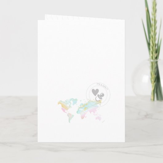 Neutraler Pass World Map Kinderdusche Einladung (Rückseite)