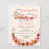 Neutraler Pumpkin Fall Rustikale Babydusche Einladung (Vorderseite)