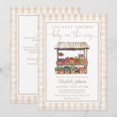 Neutraler QR-Code-Babydusche für lokal gewachsene  Einladung (Vorne/Hinten)