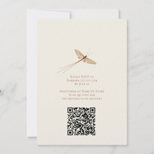 Neutraler QR-Code Liebe Bug Baby Shower Einladung (Rückseite)