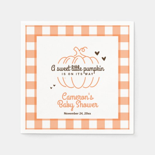 Neutraler Retro Pumpkin auf dem Weg Baby Duschpapi Serviette (Vorderseite)