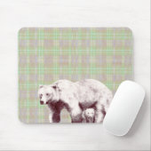 Neutraler Salbei-Karo-Bär Mousepad (Mit Mouse)