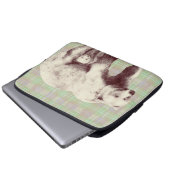 Neutraler Salbei-Karobär Laptopschutzhülle (Vorne Knopf)
