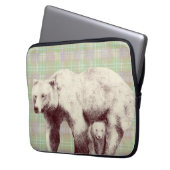 Neutraler Salbei-Karobär Laptopschutzhülle (Vorderseite Links)