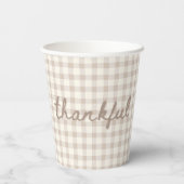 Neutraler Tan Gingham  Pappbecher (Rückseite)