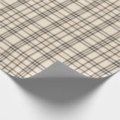 Neutraler Tan und Beige feiner Tartan Geschenkpapier (Ecke)