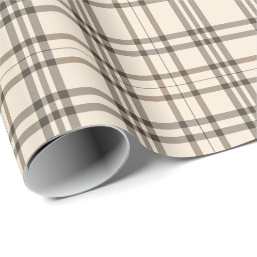 Neutraler Tan und Beige feiner Tartan Geschenkpapier (Rolleneckpunkt)