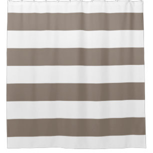 Neutraler Taupe und Weiß Striped Duschvorhang