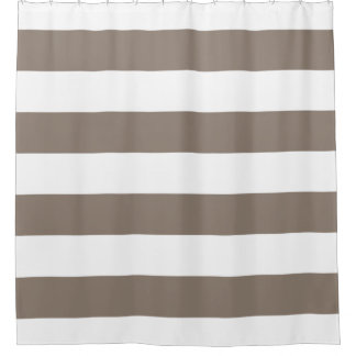 Neutraler Taupe und Weiß Striped Duschvorhang