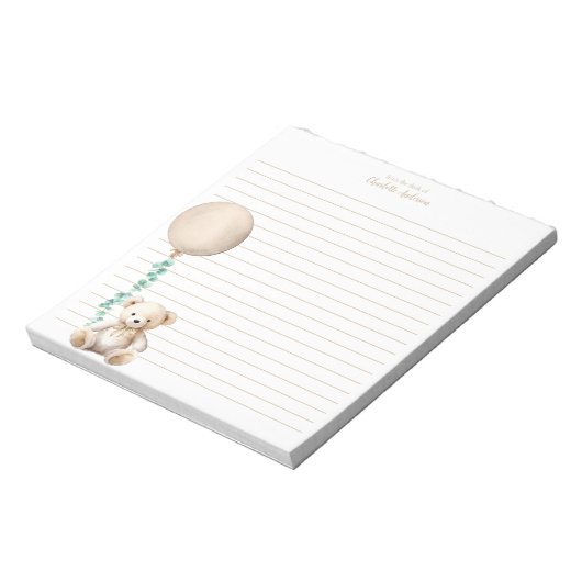 Neutraler Teddy Bärenballon Personalisiert Notepad Notizblock (Rotiert)