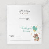 Neutraler Teddy Bear Baby Duwer Name Platzkarte (Außenseite Aufgefaltet)