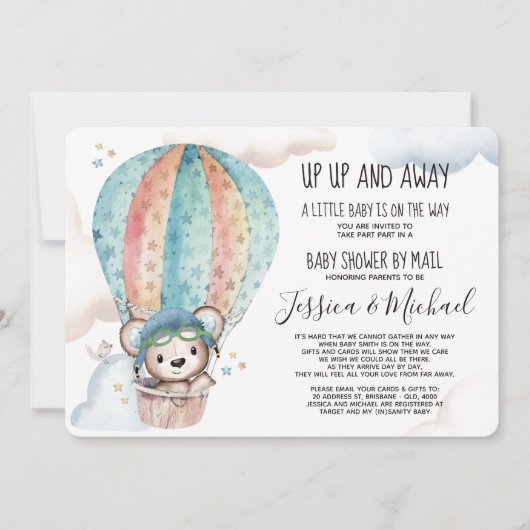 Neutraler Teddybär | Kinderdusche per Post Einladung (Vorderseite)