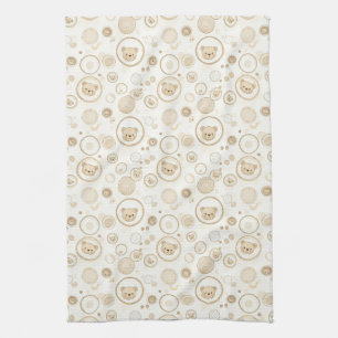 Neutraler Teddybär-Kreis-Muster Beige Baby (2) Geschirrtuch