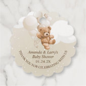 Neutraler Teddybär mit Balloons Geschenkanhänger (Rückseite)