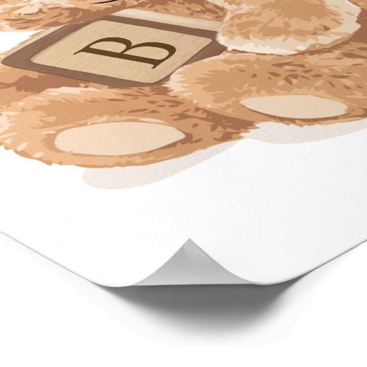 Neutraler Teddybär mit Block Poster (Ecke)