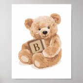 Neutraler Teddybär mit Block Poster (Vorne)