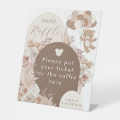 Neutraler Teddybär Windel-Raffle-Ticket Box Schild (Vorderseite)