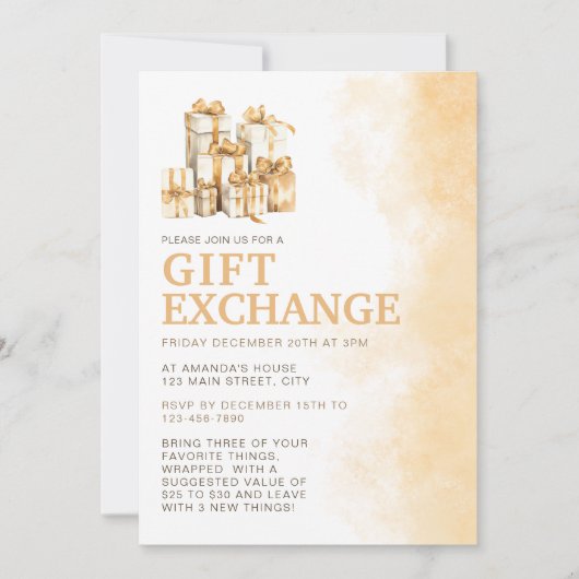 Neutraler Weihnachtswassergiftaustausch Einladung (Vorderseite)