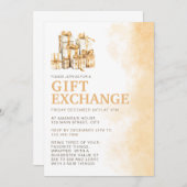 Neutraler Weihnachtswassergiftaustausch Einladung (Vorne/Hinten)