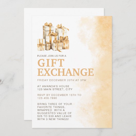 Neutraler Weihnachtswassergiftaustausch Einladung (Vorne/Hinten)