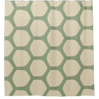 Neutrales abstraktes Grün- und Beige-Muster Duschvorhang