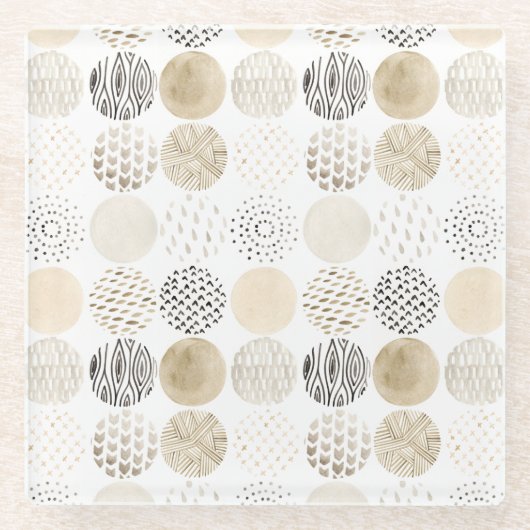 Neutrales Abstraktes Kreismuster Glasuntersetzer (Vorderseite)