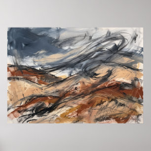 Neutrales abstraktes Landschaftslinienplakat Poster