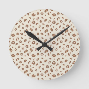 Neutrales abstraktes Leoparden-Druckmuster   Moder Runde Wanduhr