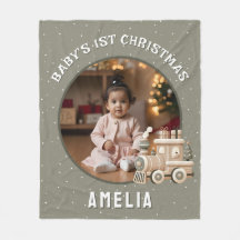 Neutrales Baby 1. Weihnachtszug Erinnerungsfoto