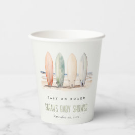 Neutrales Baby an Bord Surfbrett Babydusche Pappbecher