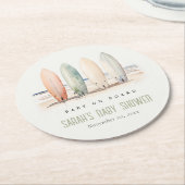 Neutrales Baby an Bord Surfbrett Babydusche Runder Pappuntersetzer (Angewinkelt)